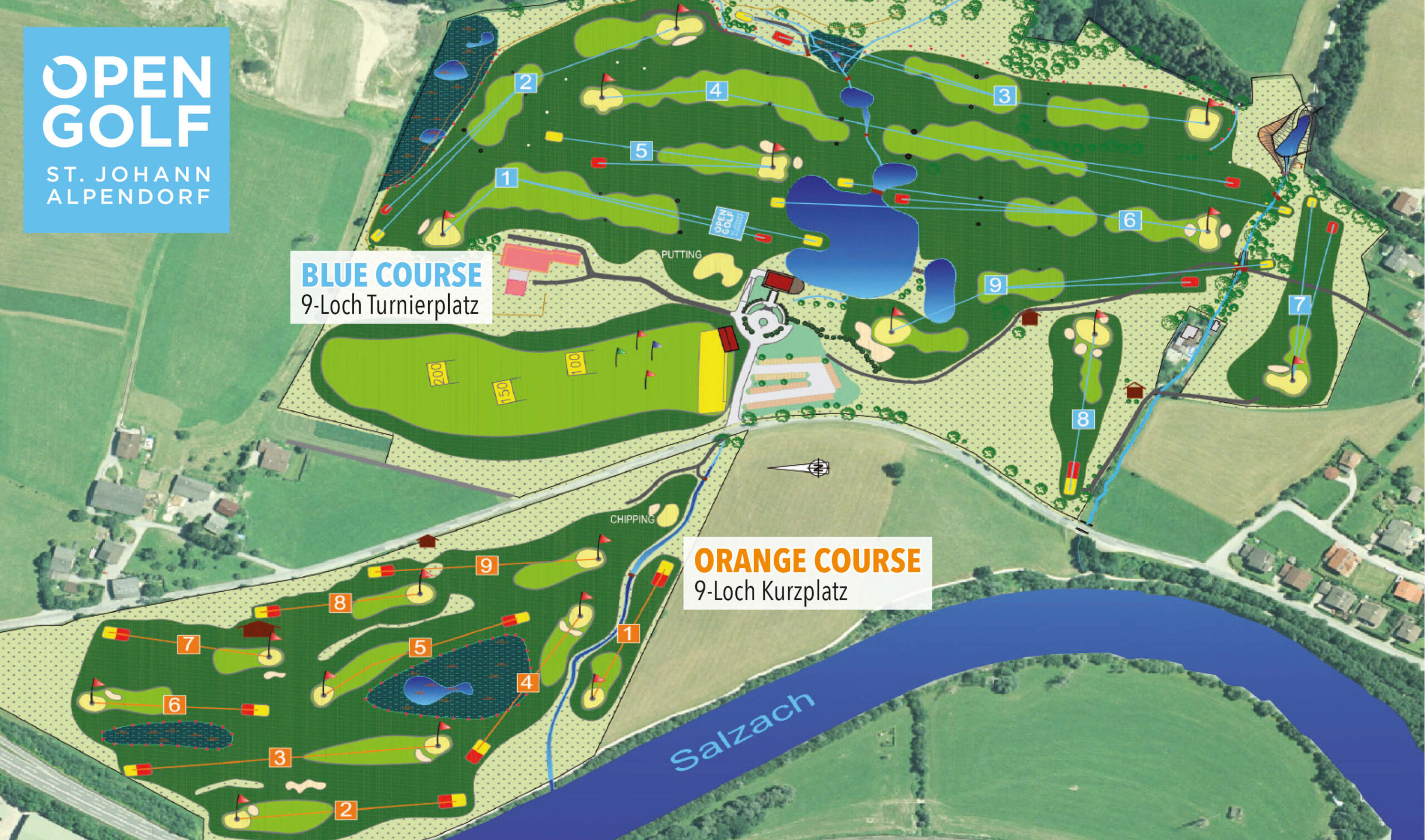 OPEN GOLF - Our 2x 9-hole golf course - General plan